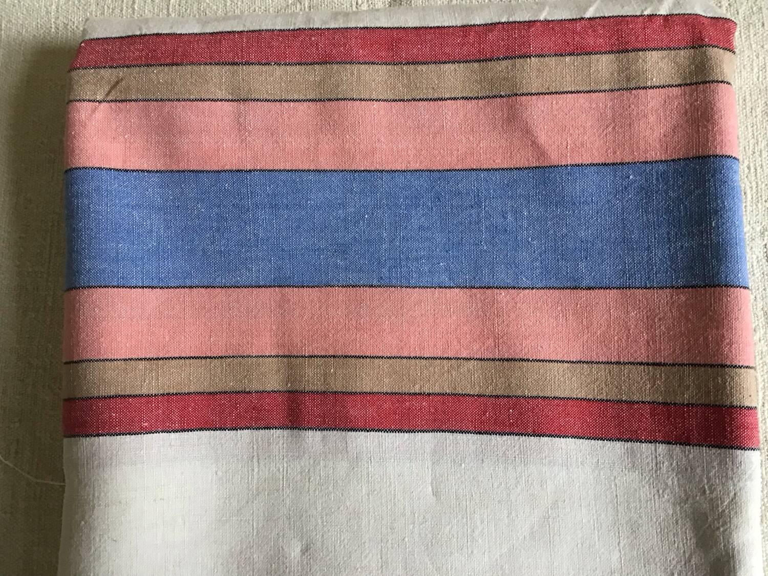 Colored striped linen tablecloth