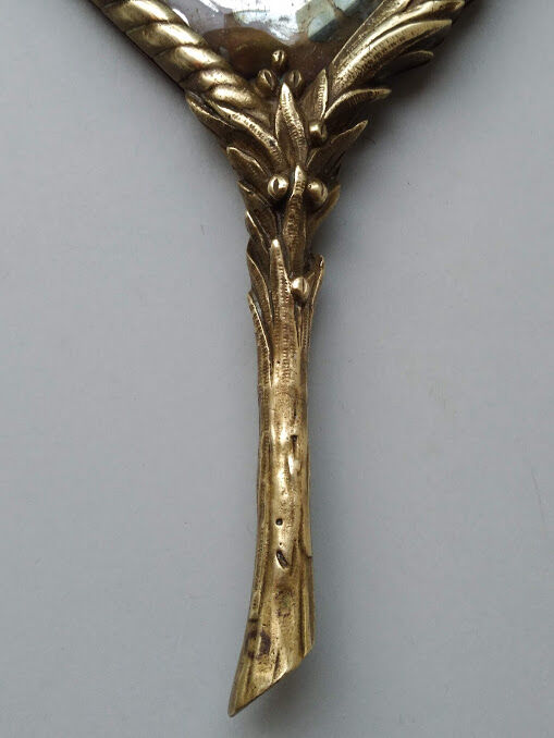 Mirror opposite hand bronze XVIII 13x32cm