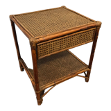 Vintage bedside table 1970 wicker and canning