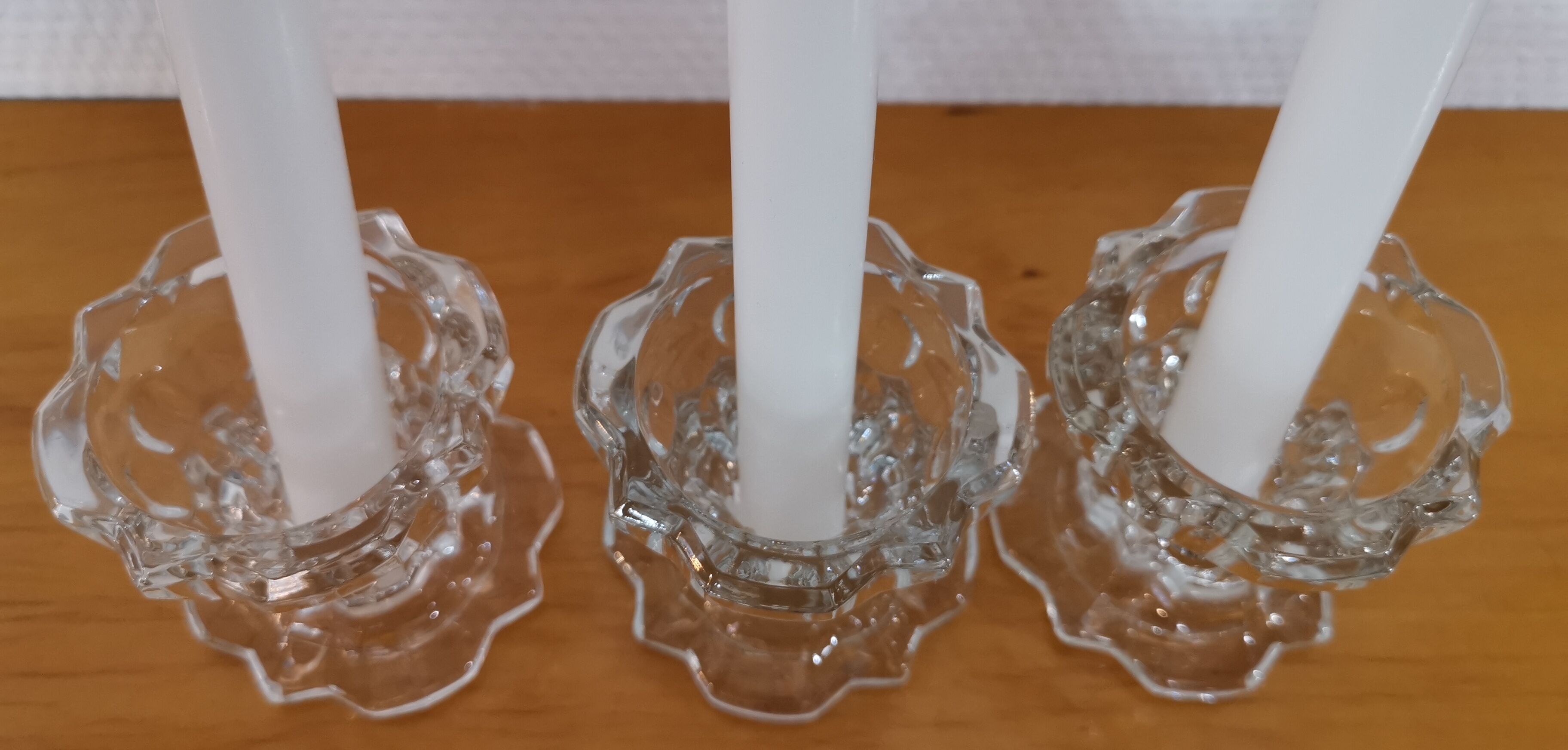 3 Reims glass candle holders France 1970s