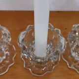 3 Reims glass candle holders France 1970s