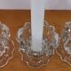 3 bougeoirs en verre Reims France années 1970