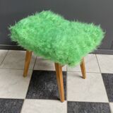 Tabouret de pied vert moelleux des années 60