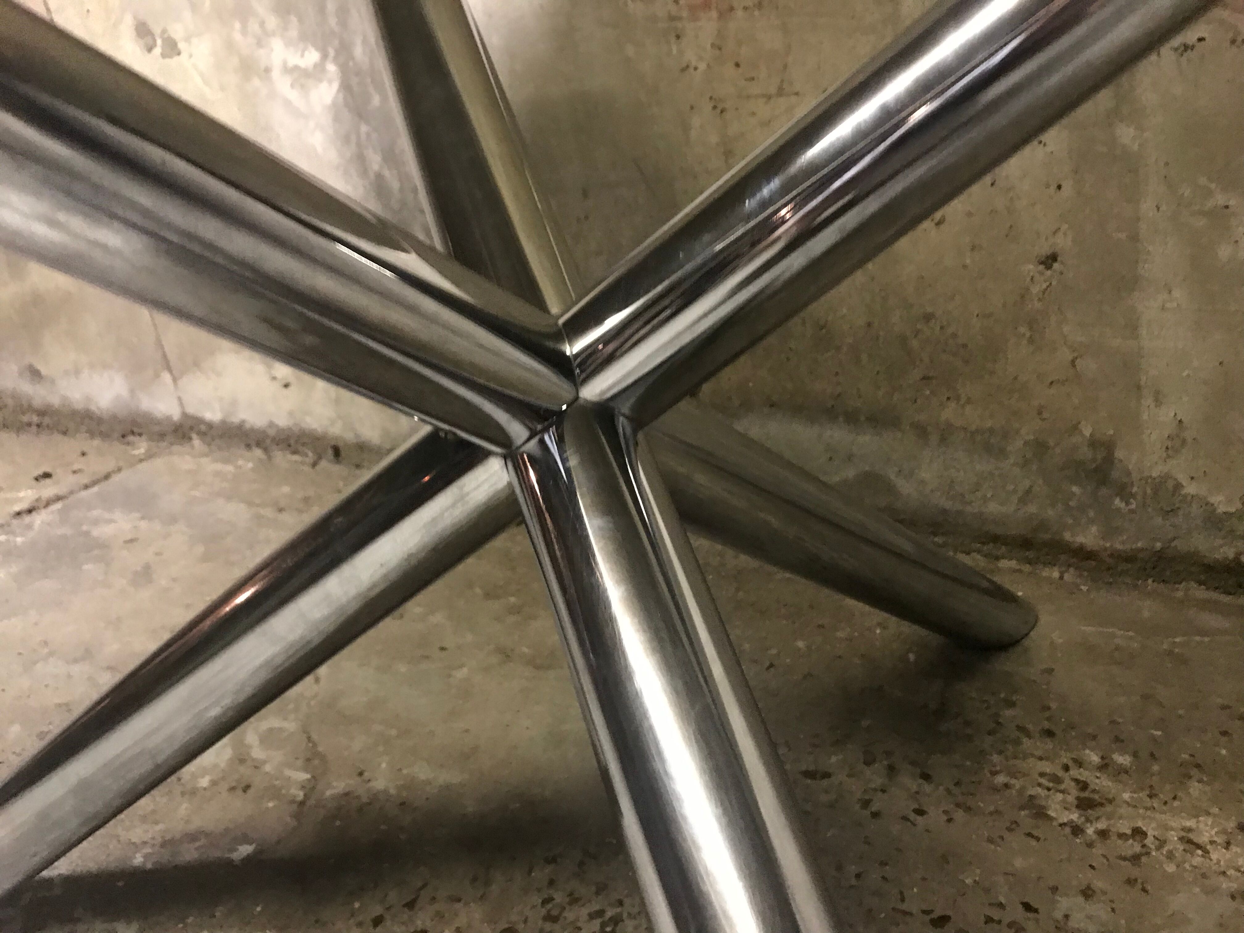 Vintage  glass and chrome round dining table 1970