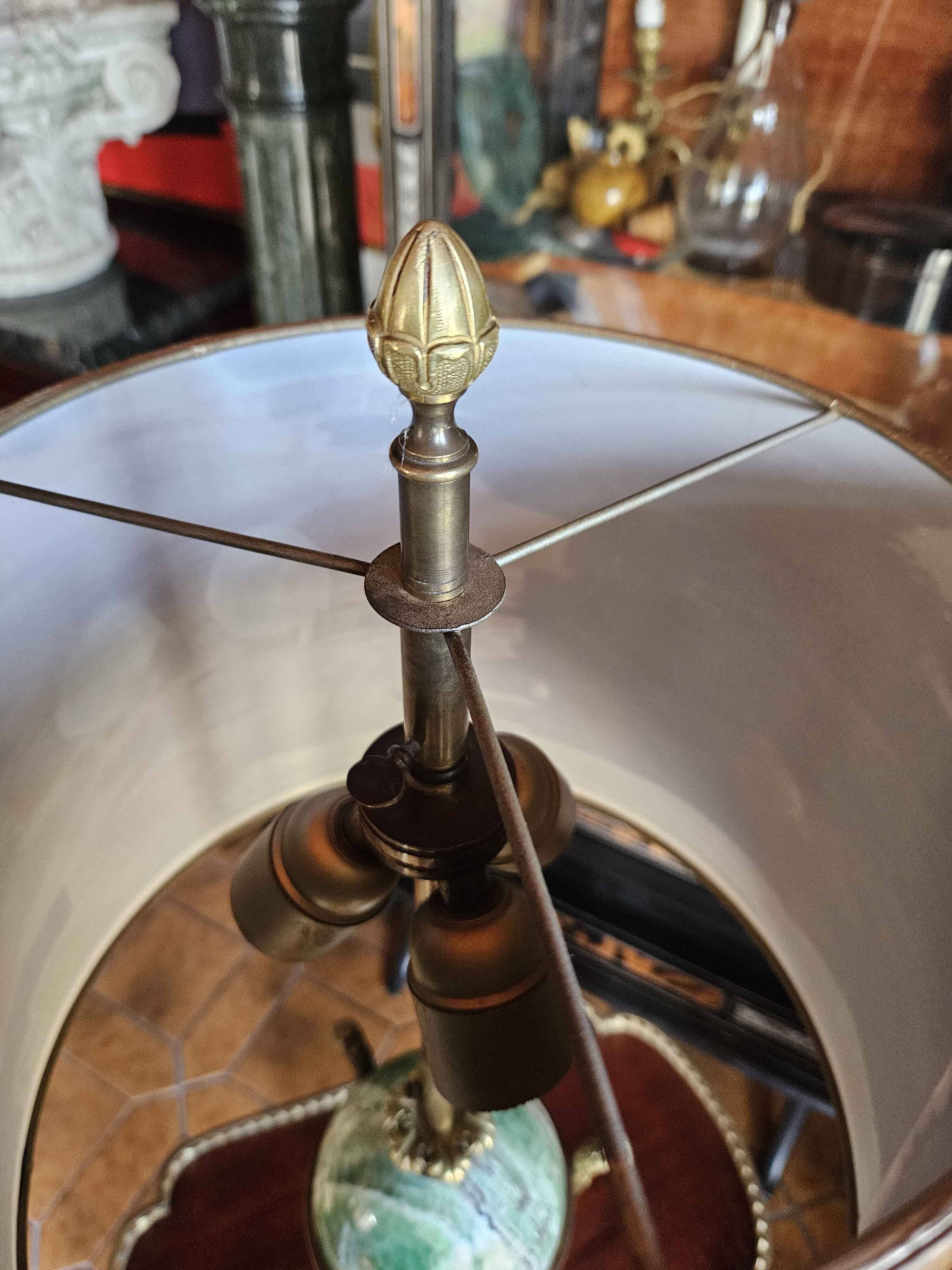 Neoclassical Bronze & Fluor Spar Lamp Signed Maison Charles