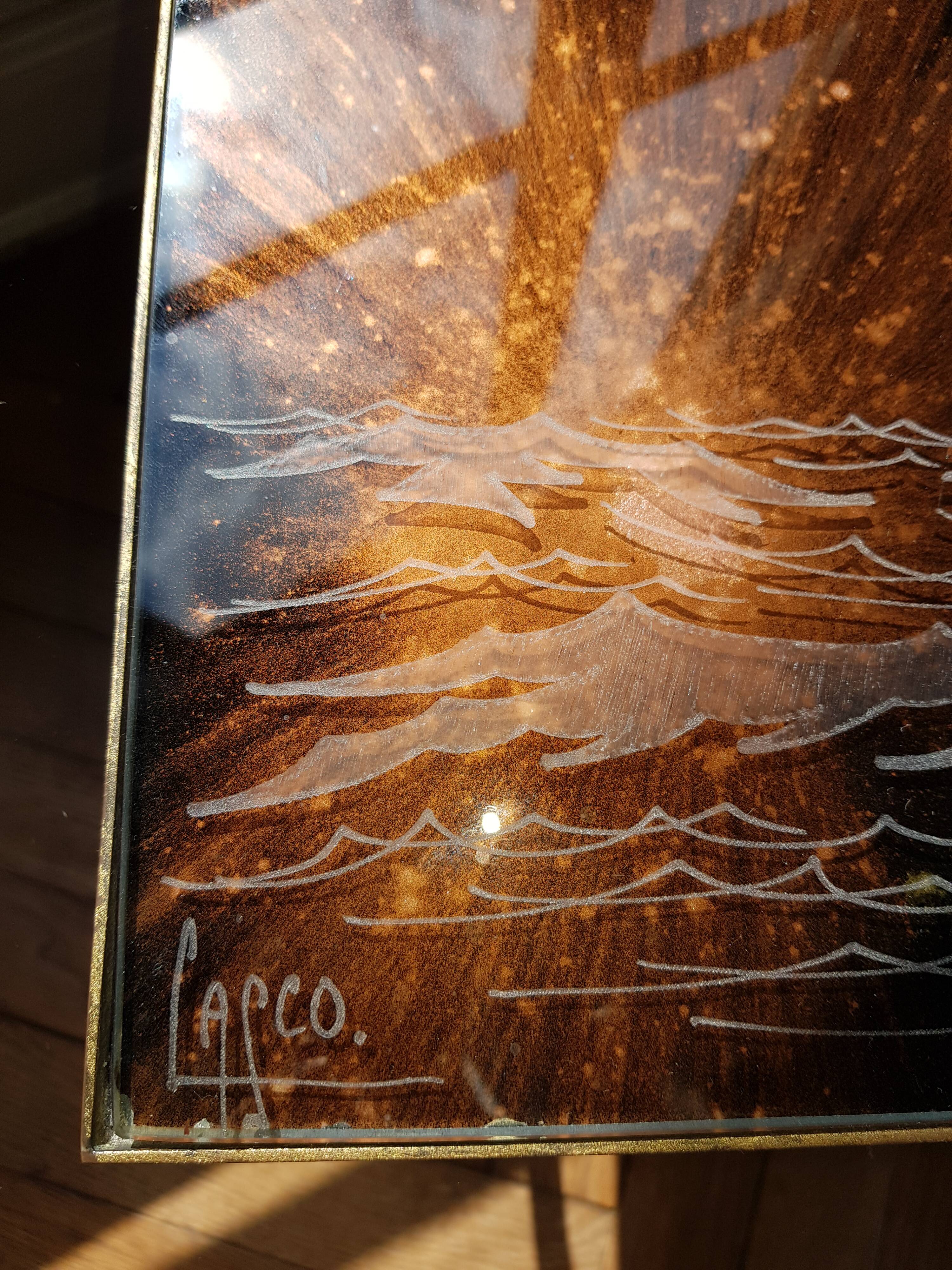 Gold and bronze powder table signed Lasco