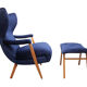 1950s highjack chair with stool, completely restored