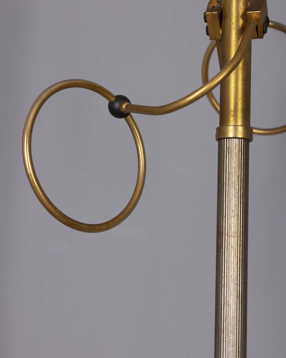 Vintage 1960s floor coat stand in golden brass, italian design