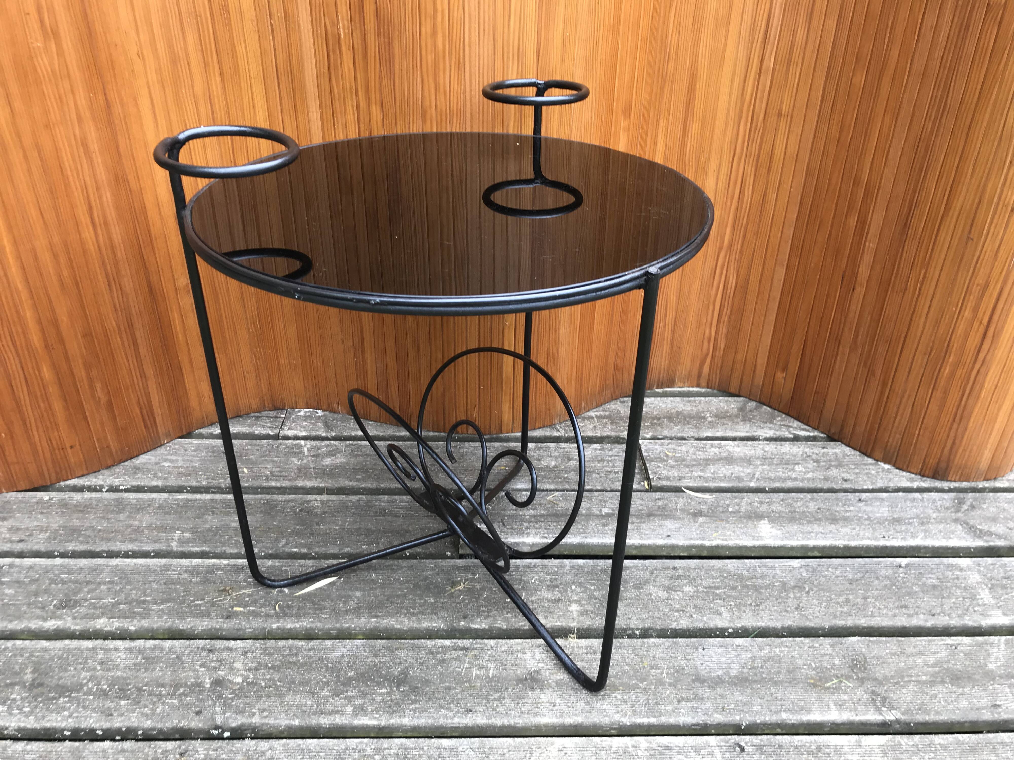 table basse ronde 1950 opaline noire