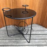 table basse ronde 1950 opaline noire