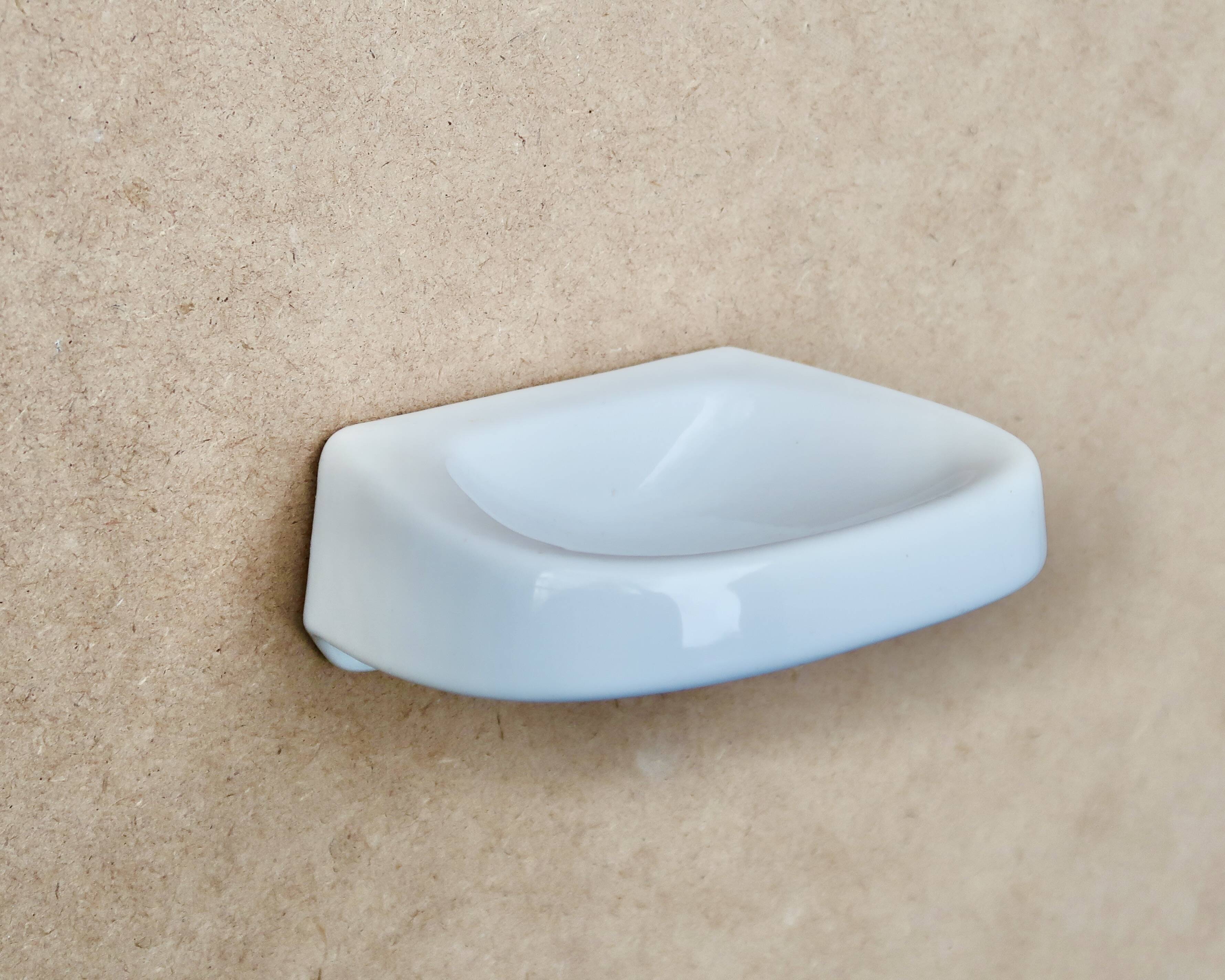 White wall-mounted soap dish in porcelain, 1950s.