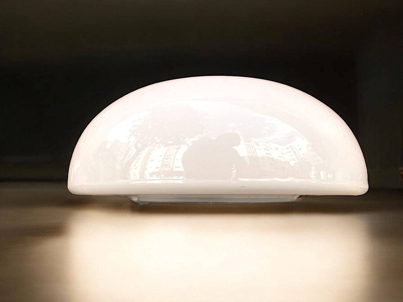 Minimalist large opaline glass flush mount ceiling lamp