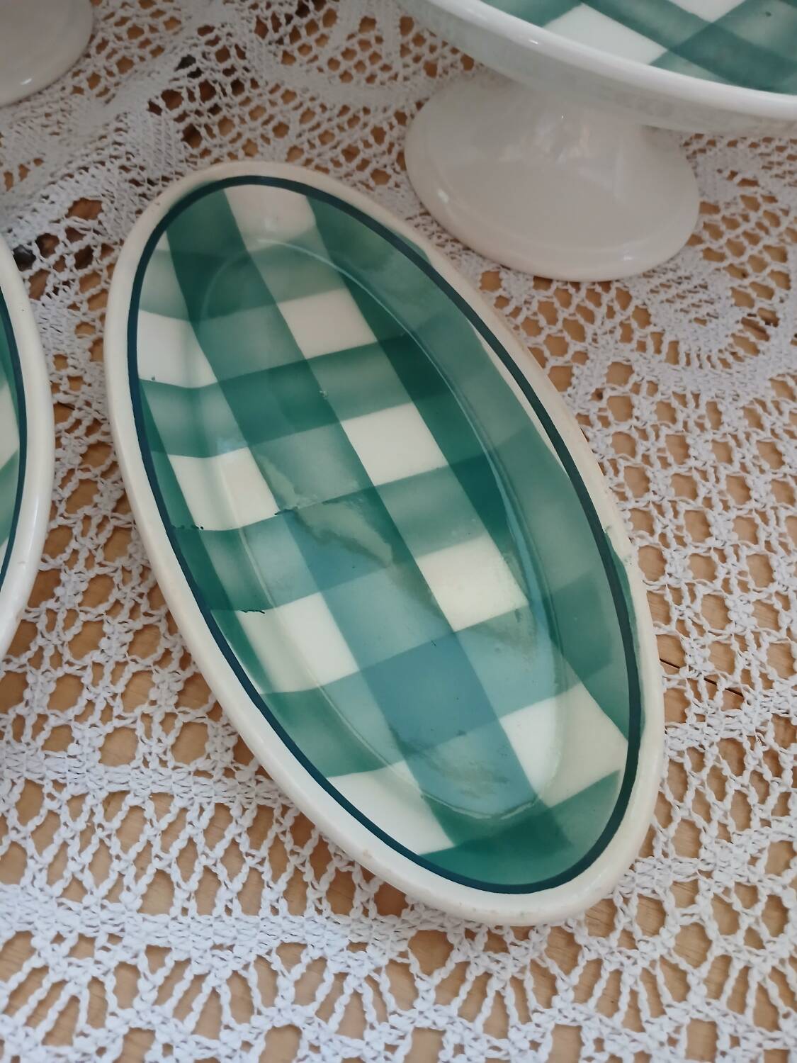 Set of antique Scottish tile dishes