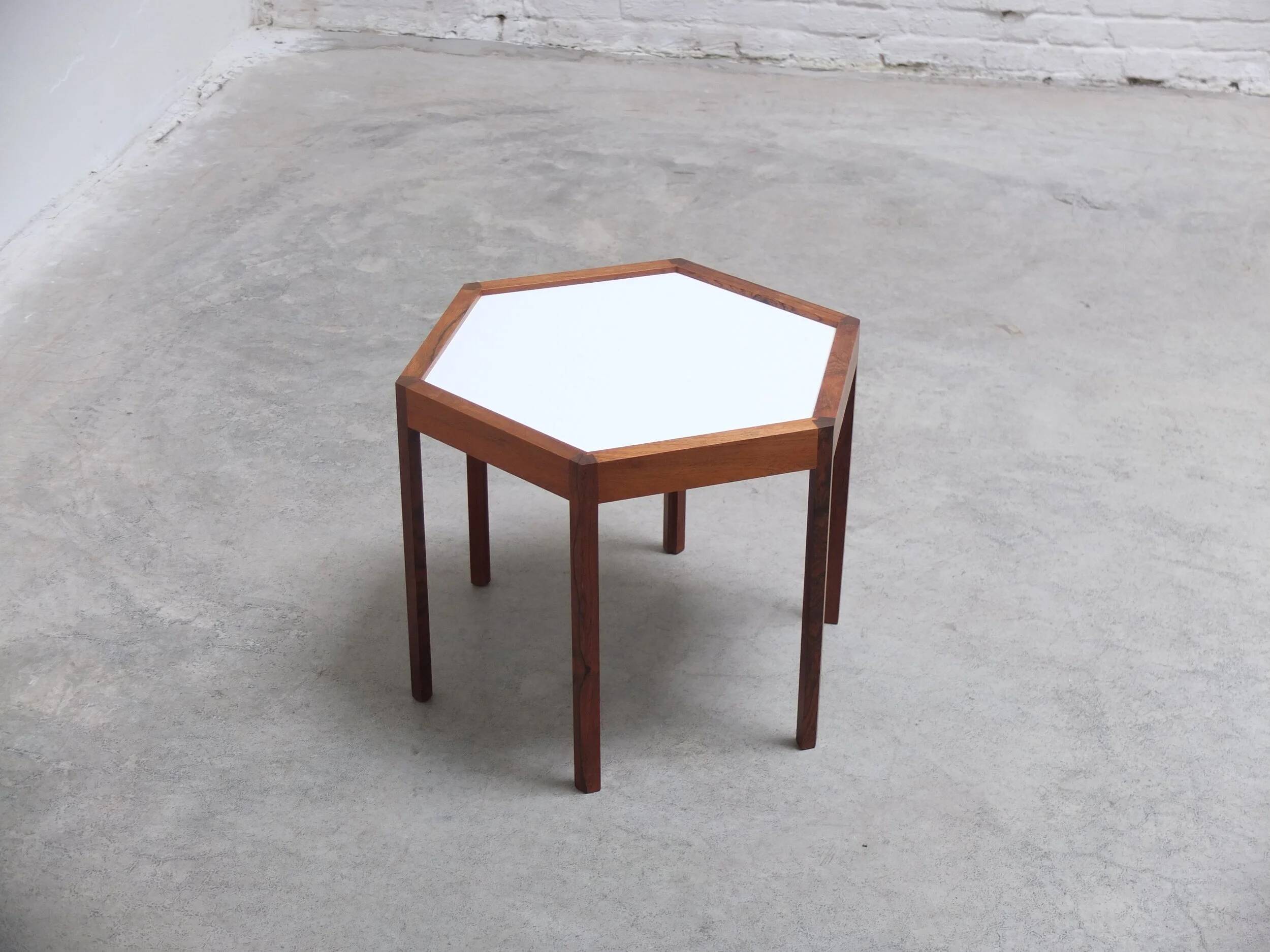 Rosewood 'Hexagon' side table by Hans Christian Andersen, 1960s