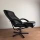 Danish swivel armchair in black leather – 1970s/80s - Skipper Furniture