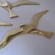 Wall Decoration Set 3 X Seagull / Swallow / Bird. Brass 70 / 80s