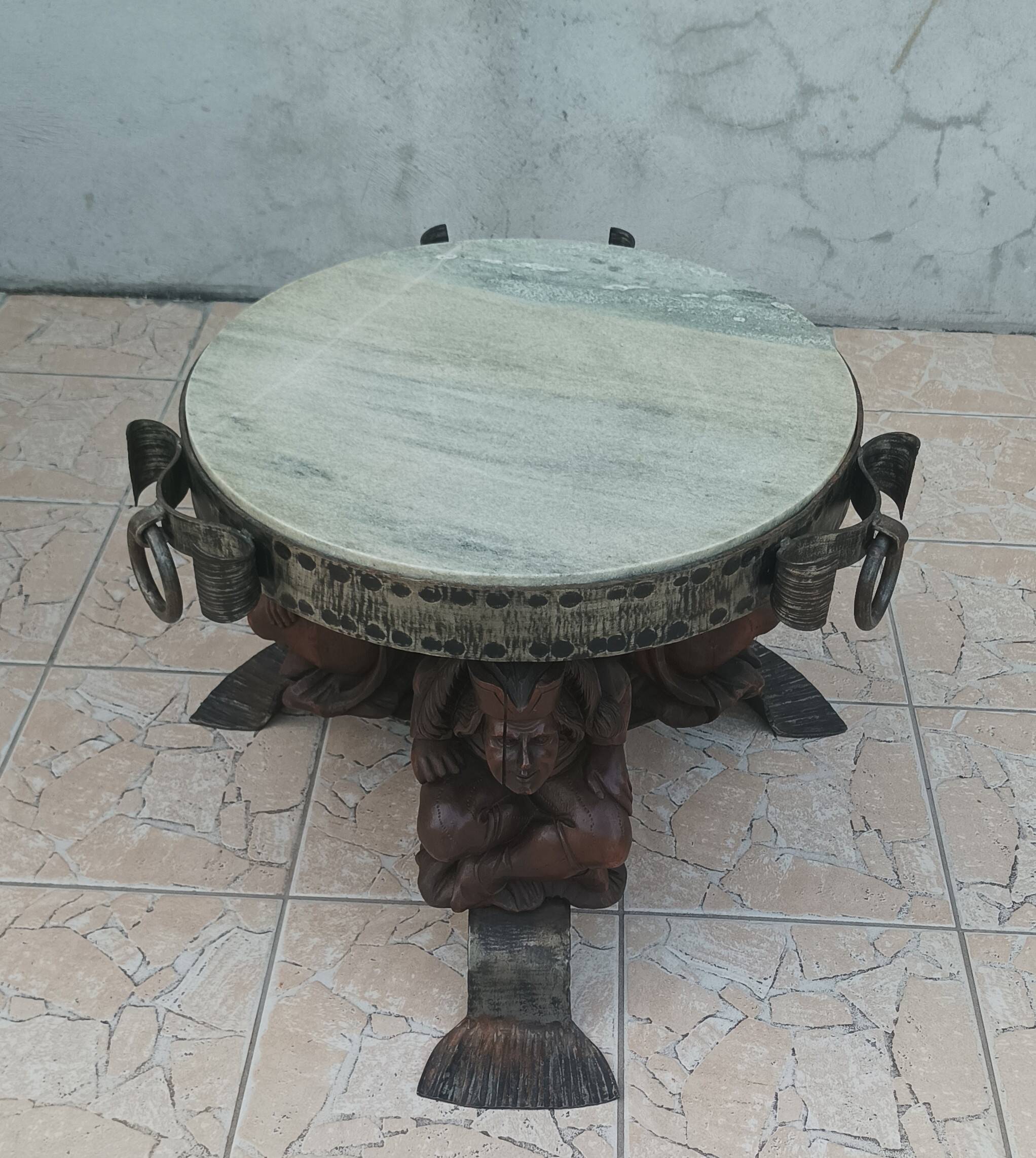 Jean-maurice rothschild (1902-1999) wrought iron and marble coffee table