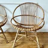 Pair of vintage rattan armchairs