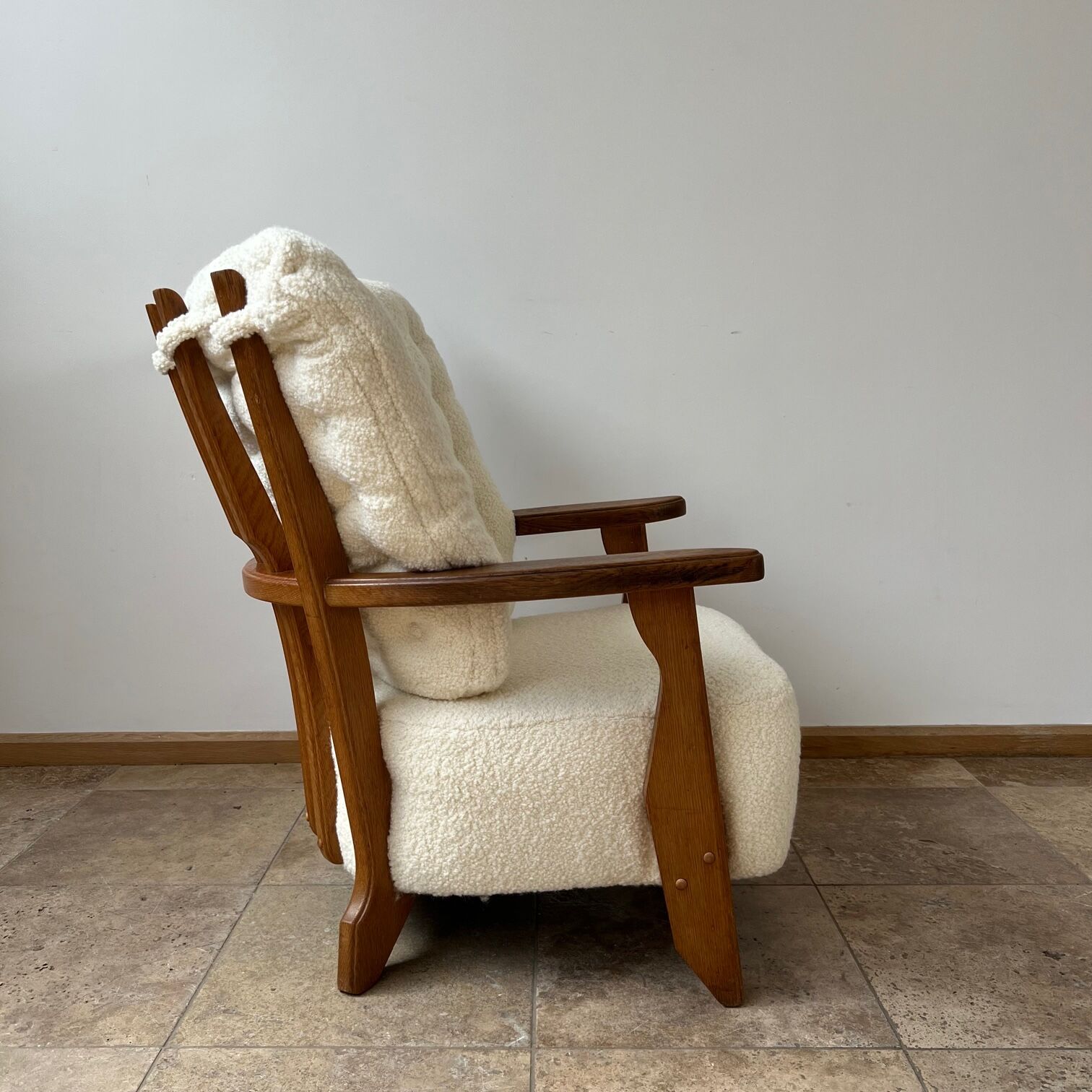 Guillerme et Chambron mid-century french oak armchair
