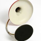 Beautiful large Mid Century Modern brass table lamp with red metal shade