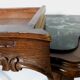 Console table wood and green marble from Aosta
