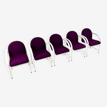 Ensemble de 5 chaises de salle à manger postmodernes par Arco, 1980