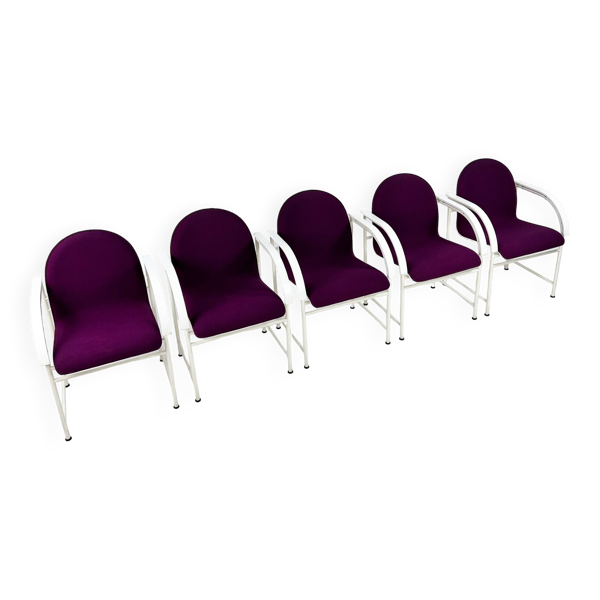 Ensemble de 5 chaises de salle à manger postmodernes par Arco, 1980