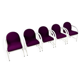 Ensemble de 5 chaises de salle à manger postmodernes par Arco, 1980