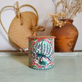 Old colorful metal box floral and peacock motifs