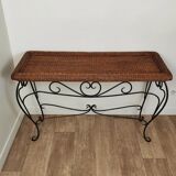 Rattan console and wrought iron