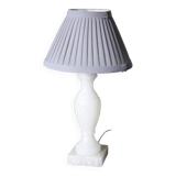 White marble base lamp/pleated grey lampshade