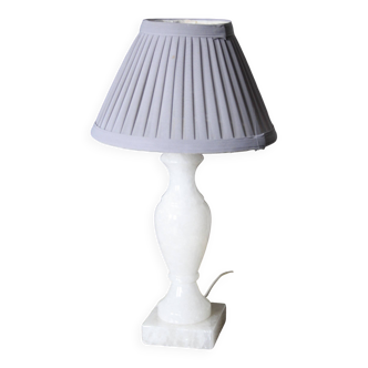 White marble base lamp/pleated grey lampshade