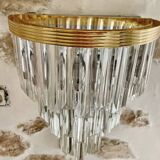 Venini wall lamp in glass with gold and chrome structure, Italy 1980