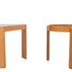 Porada Arredi Beechwood Smoked Glass side tables 1970s Italy