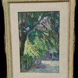 Oil painting on panel early 1900 landscape impressionist frame