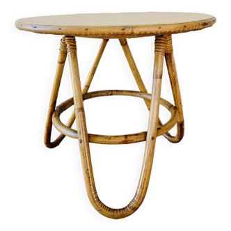 Bamboo and rattan side table circa 60's