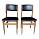 Pair of Scandinavian chairs in wood and black skai