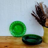 Set of 6 Arcoroc green hollow plates