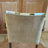 1950s bridge armchair in polychrome velvet patchwork