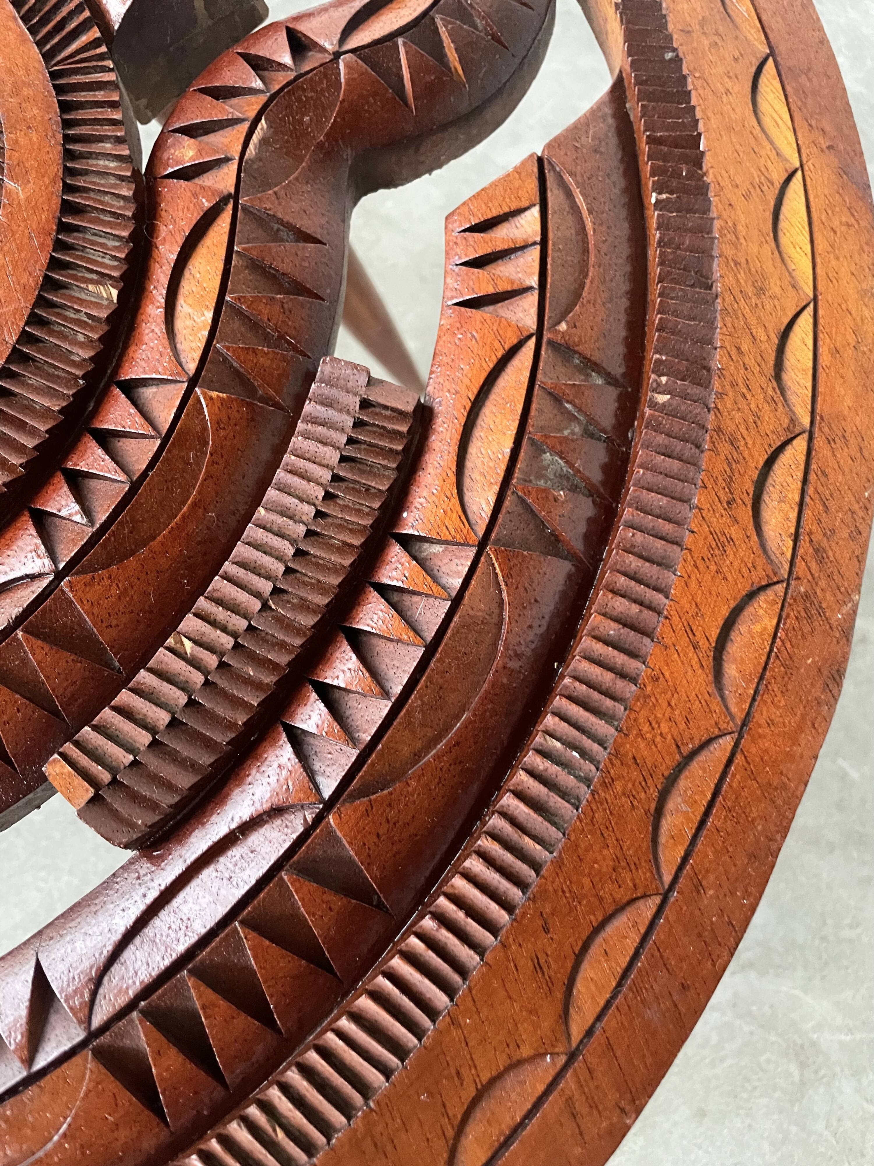 60s tripod coffee table in chiseled wood