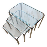 3 metal and glass nesting tables