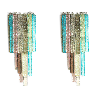 Pair of Vistosi wall sconces in Murano glass. Italy, 70s