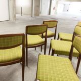 Lot of 6 teak and fabric chairs