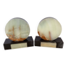 Pair of art deco onyx marble bookends