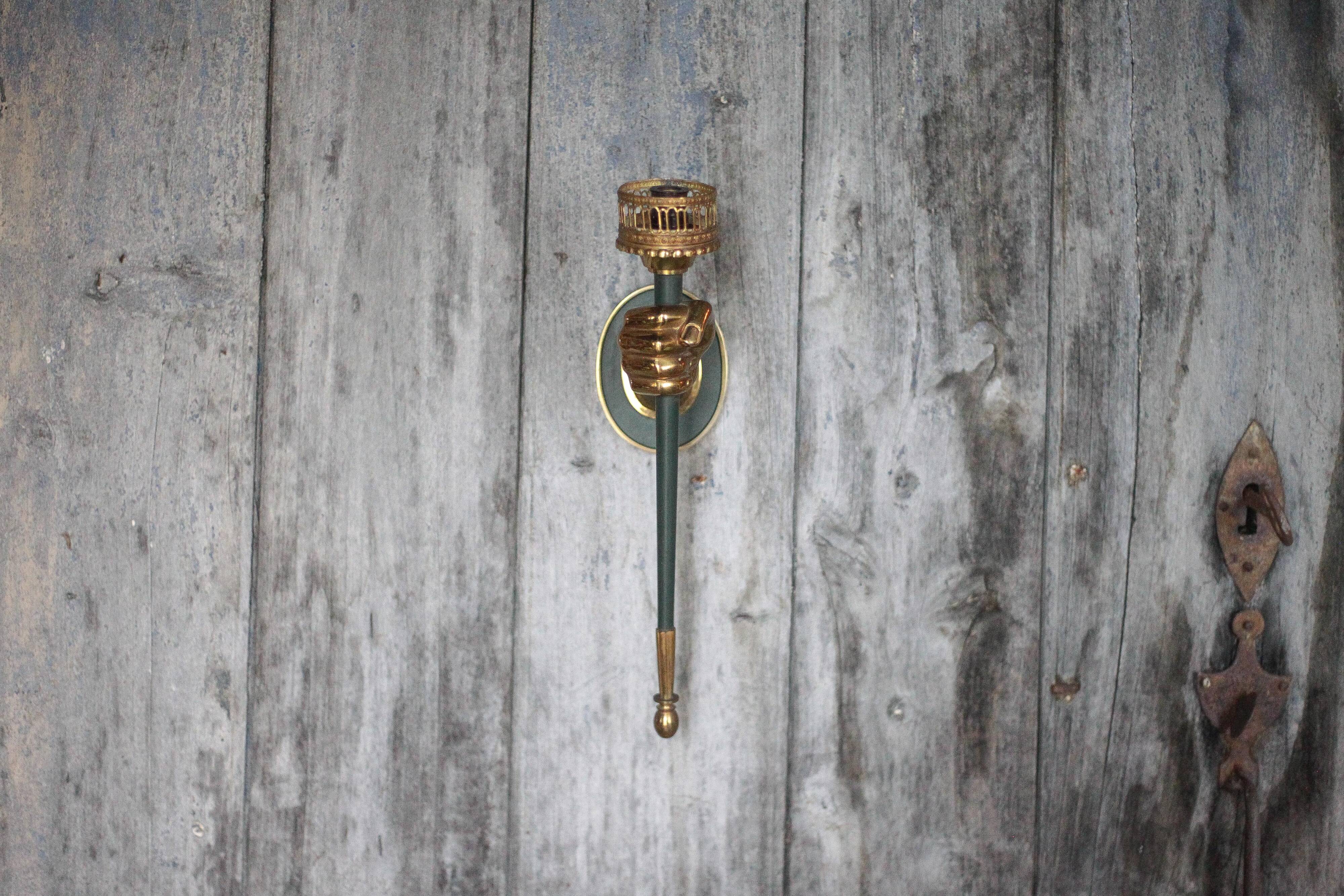 Bronze wall light Lucien Gau vintage, wall sconce, vintage hand sconce.
