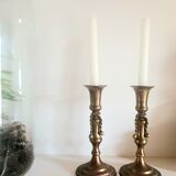 Pair of brass candle holders