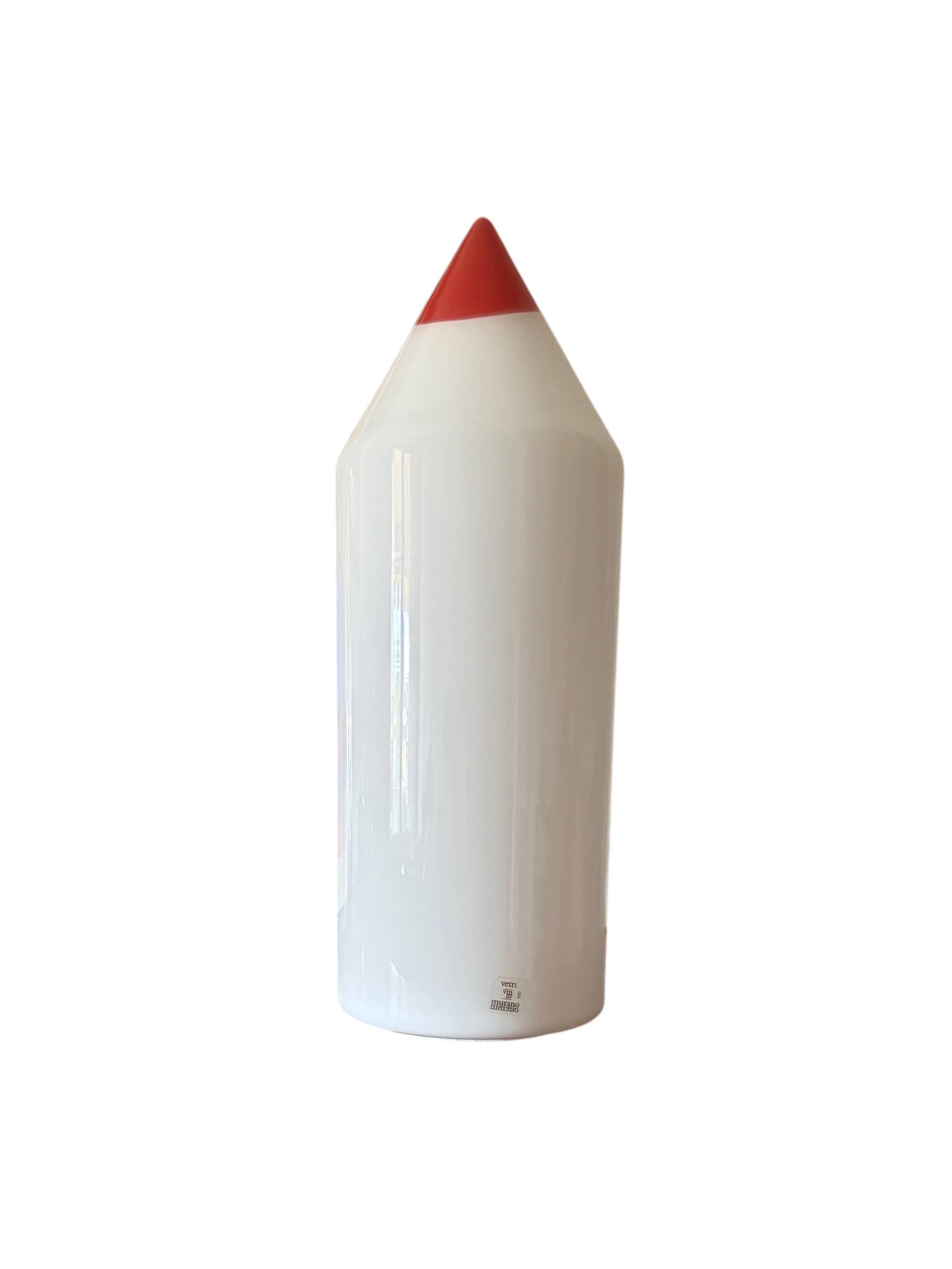 Postmodern pencil shape Murano glass table lamp, Formia Murano Italy 1980s