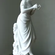 Nicolas Lecorney – Girl picking a daisy, biscuit porcelain, late 19th c.