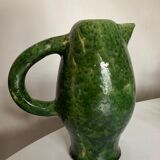 XL vase pitcher in green glazed clay Vallauris 1960
