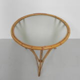Bamboo coffee table with round glass top